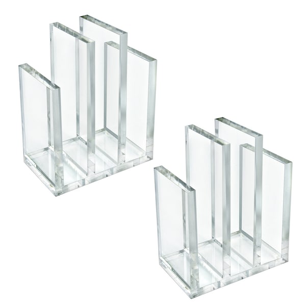 Bookend & Desk File Sorter, File Folder Holder for Office, Half Inch Thick Acrylic, Clr, 2PK